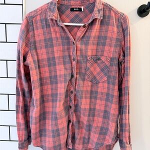 BDG Women’s Casual Red and Blue Plaid Shirt